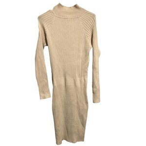 Chic Cream Long Sleeve Knit Dress